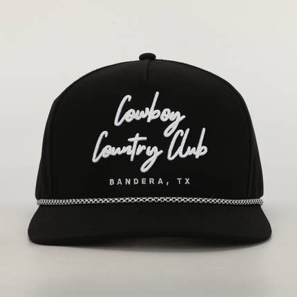 Cursive Roped Hat Black for wholesale by Cowboy Country Club