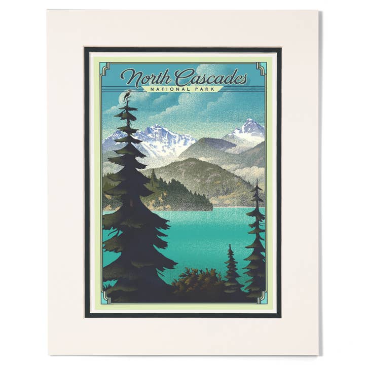 Lantern Press - Wholesale Art Print - MATTED PRINTS North Cascades National Park Lithograph1