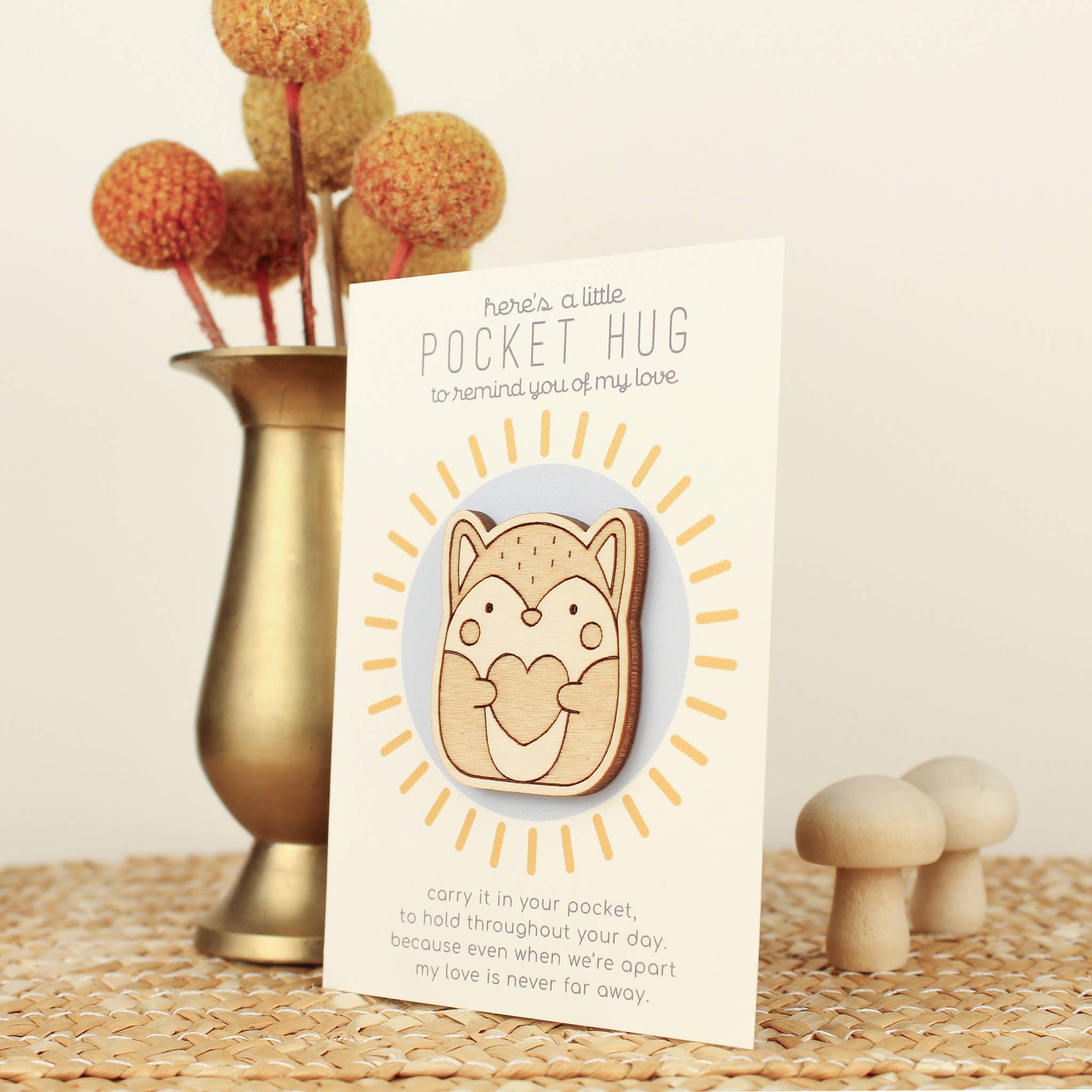 oh, little wren - Wholesale Keepsake Coin/Token - Wooden Pocket Hug – Fox | Thinking of You Gift1