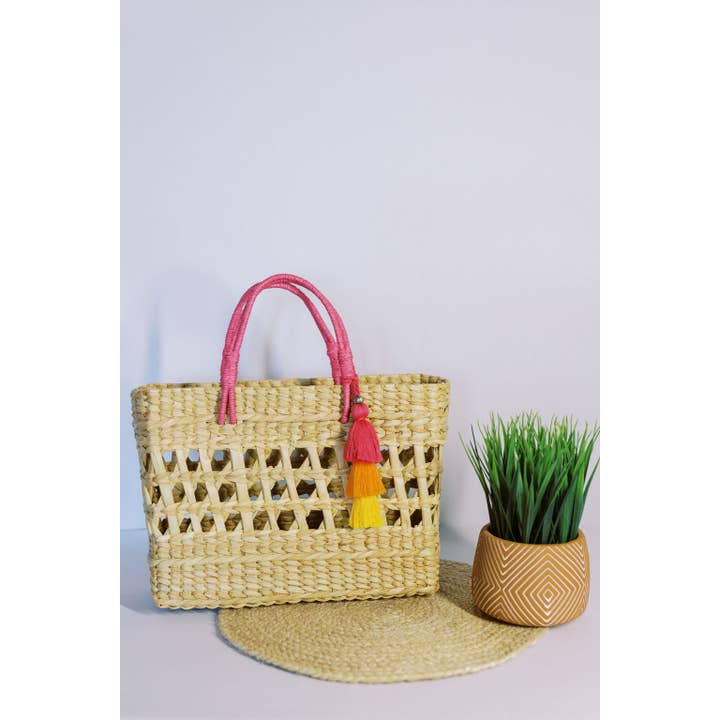 Gyal Bashy – wholesale Beach bag – Kingston Hand Woven Rattan Tote