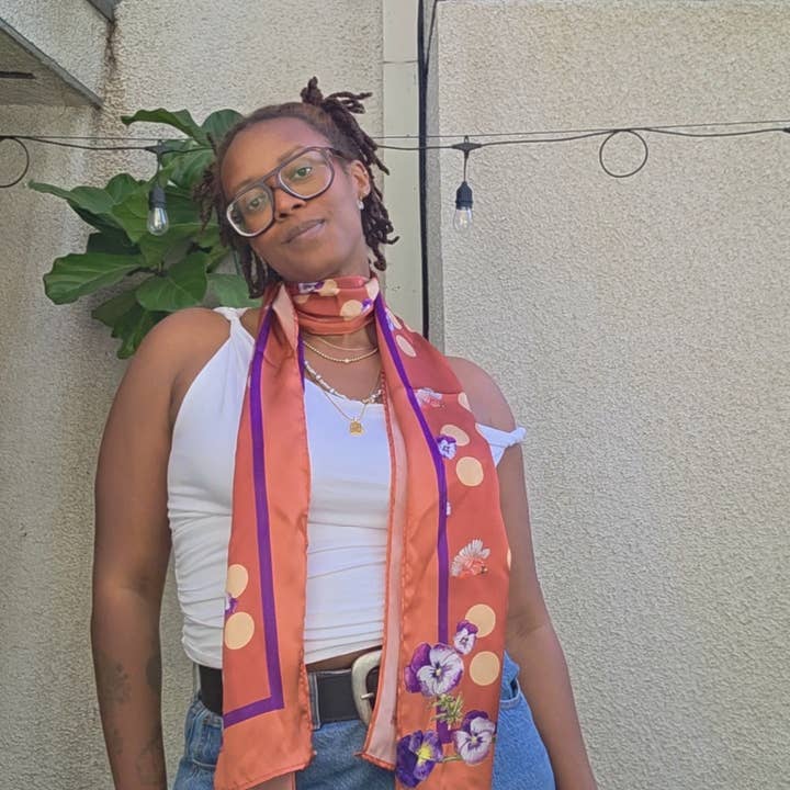 Red Cardinal Long Silk Scarf for wholesale by Adele by Adele Jackson