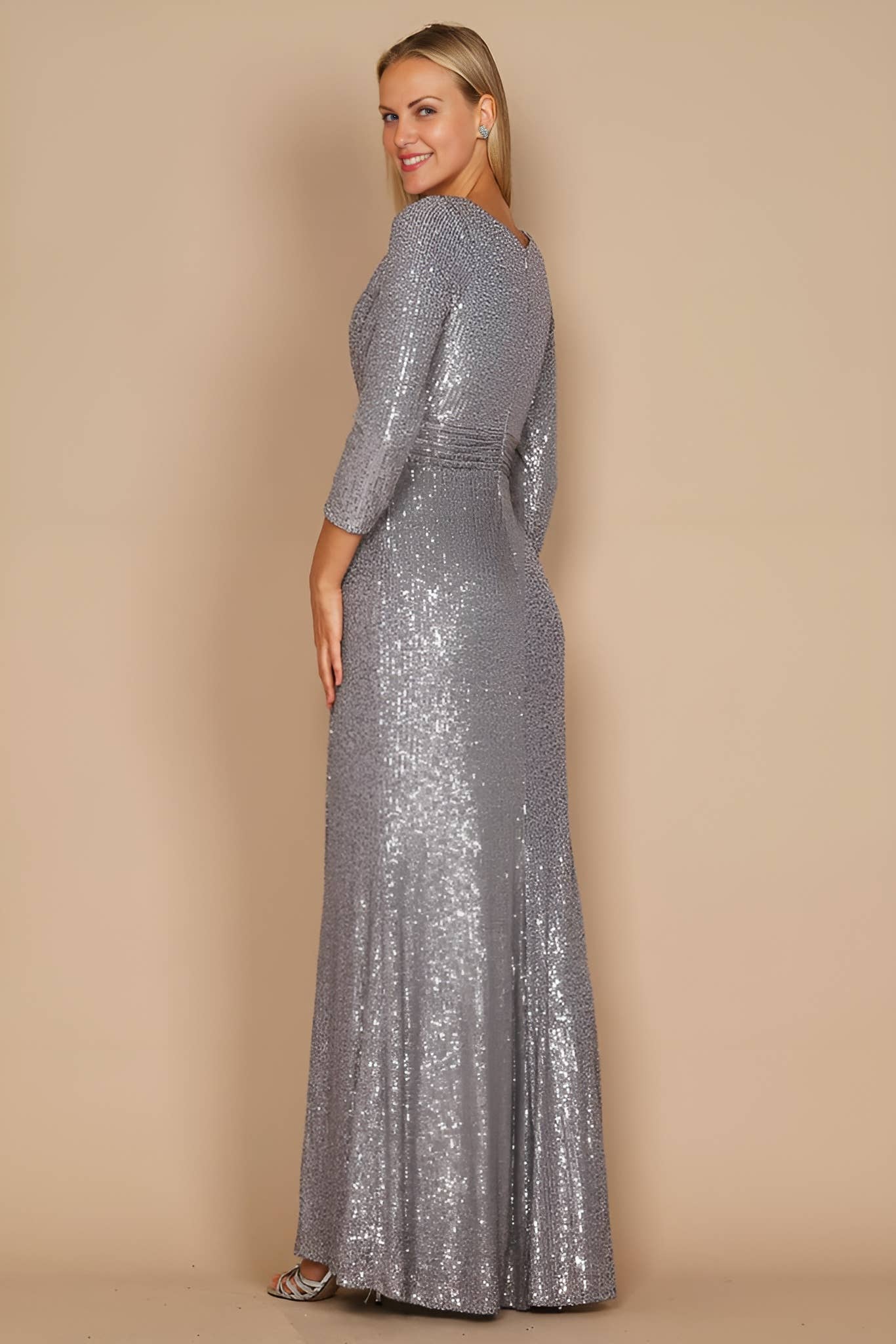 Kos Couture - Wholesale Gown - Women's - Long Sleeve Sequin Formal Hand Beaded Dress 21