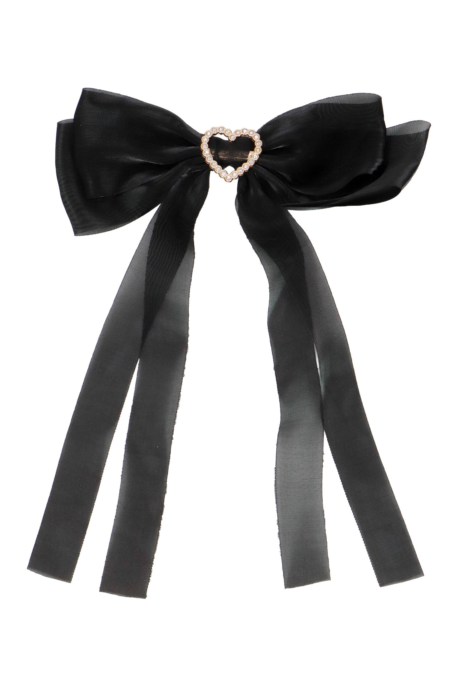 Cap Zone - Wholesale Hair Clip - Kids - Bling Heart Chiffon Polyester Ribbon Hair Clip6