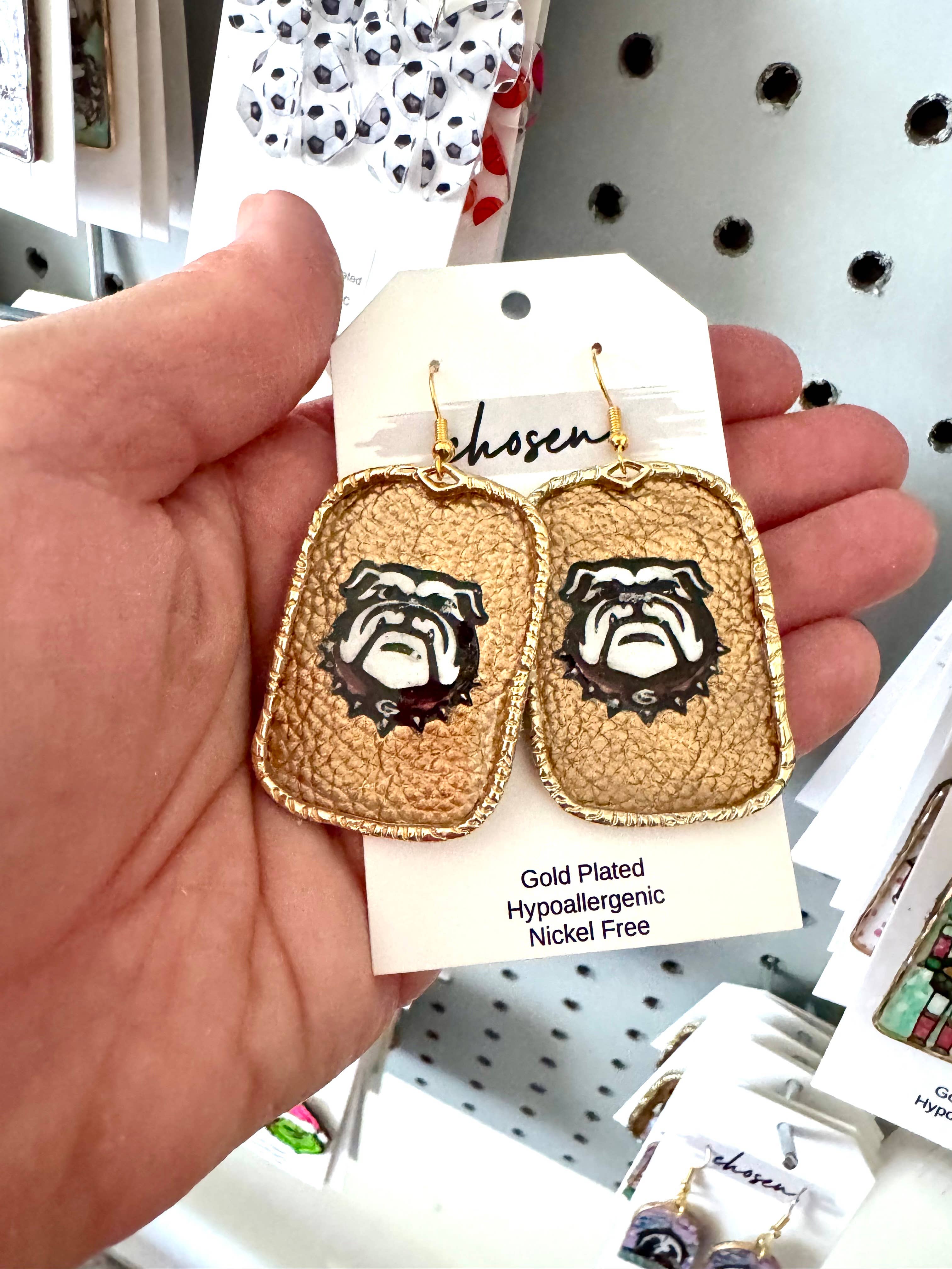 Chosen - Vendita all'ingrosso Orecchini pendenti - Orecchini in pelle dipinti a mano con bulldog5