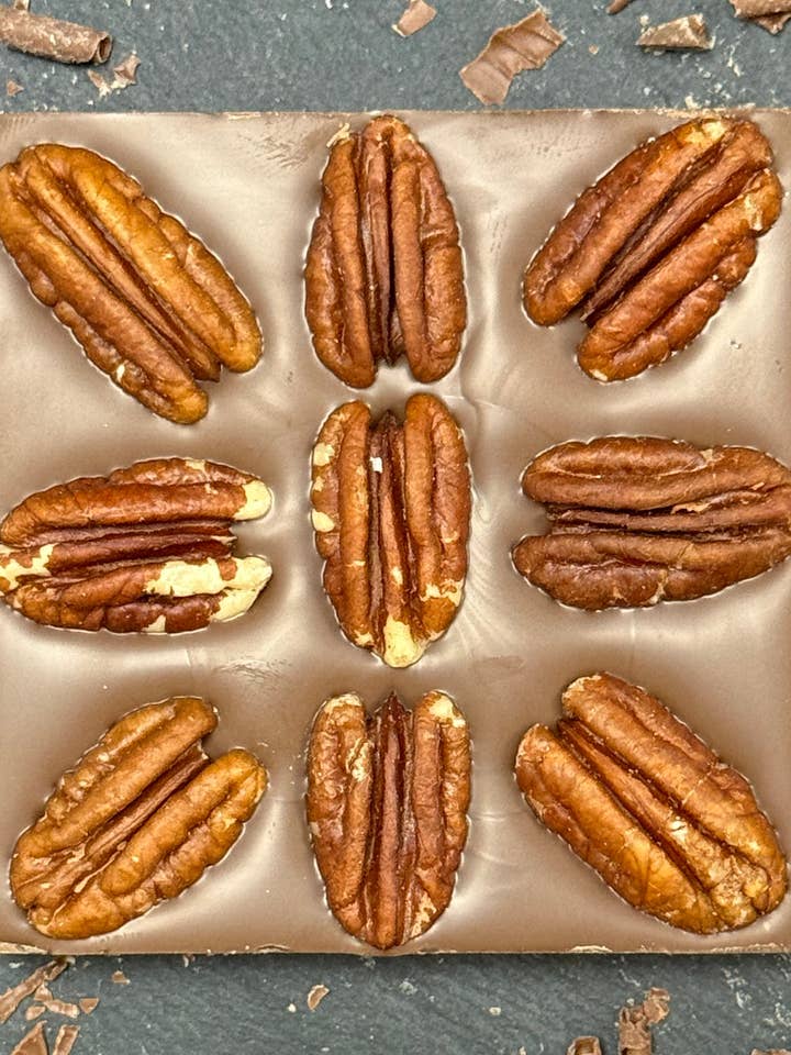 Pecan Milk Chocolate Mini Bloc (96g) for wholesale by Kakawa Artisan Chocolate & Co Ltd