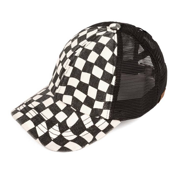 Truly Contagious - Wholesale Baseball Cap - Women's - CC Checkered Pattern Baseball Cap | Criss-Cross ( BT-1008 )