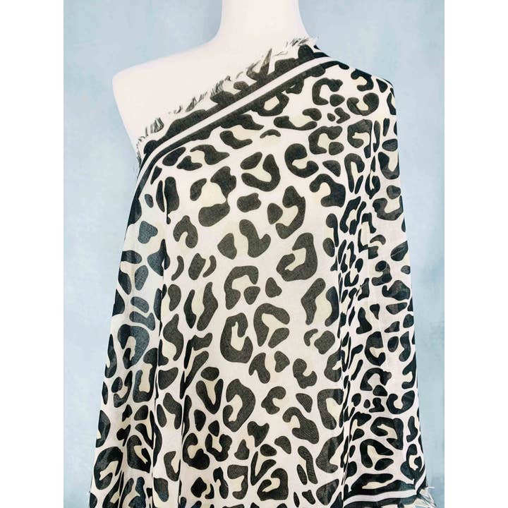 JC Sunny Fashion - Wholesale Scarf - Women's - JC021091 Brown & Black Leopard Frayed-Edge Scarf/Shawl2