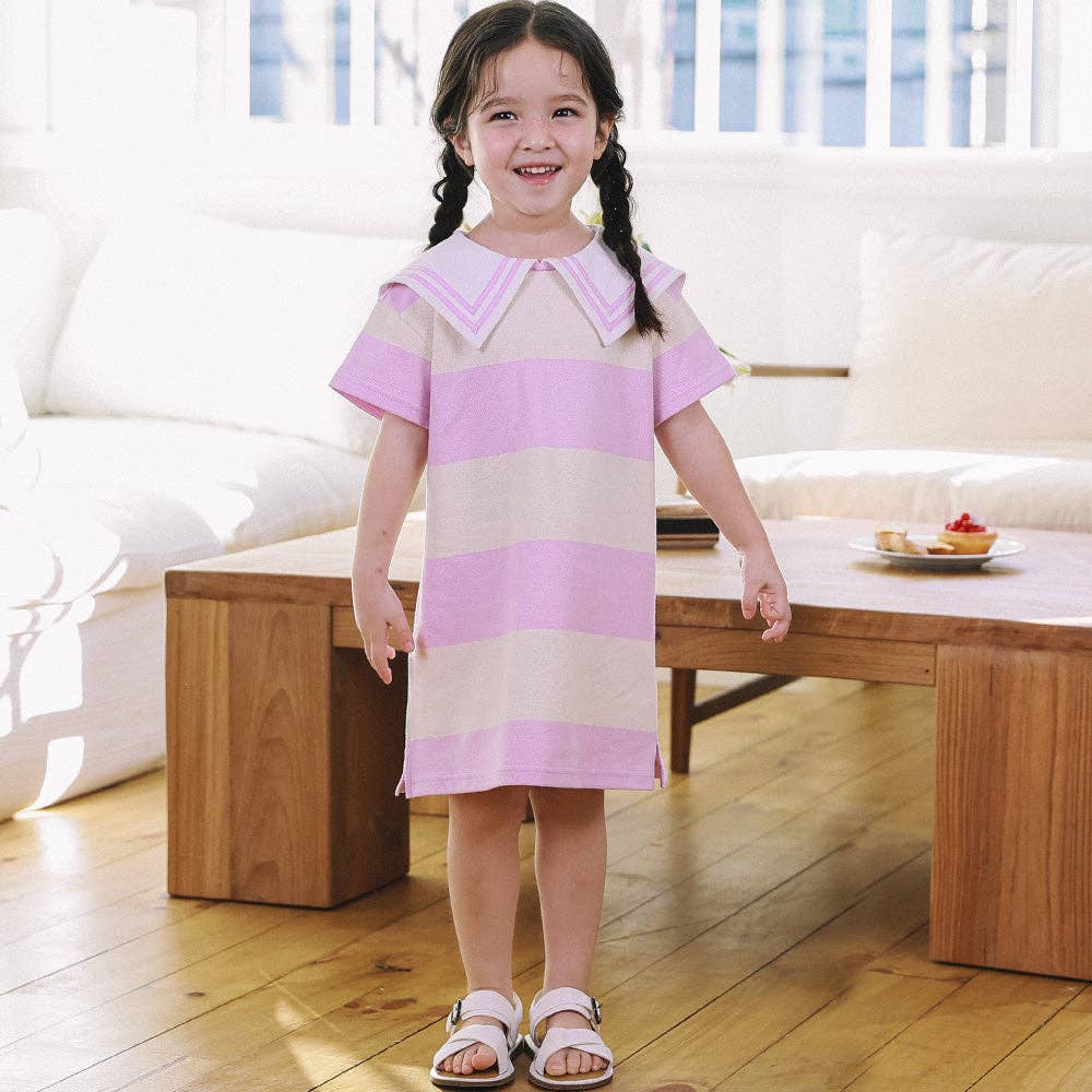 ToTo Heros - Wholesale Dress - Kids - Cruz Striped Pointy Collar Piqué Polo Dress4
