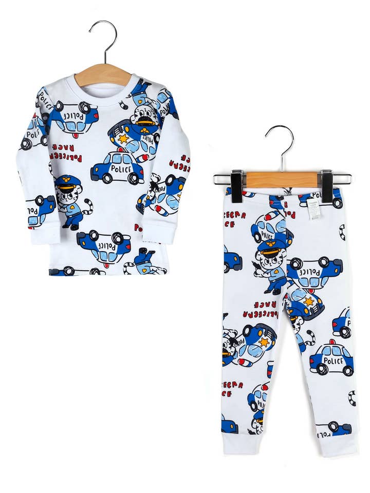 Pijama orgánico Police Car Race para venta al por mayor de Maykids