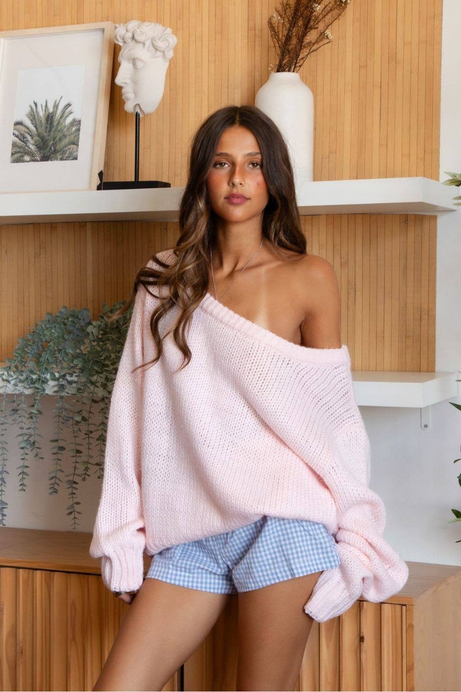 TICTOC - Wholesale Knit Sweater - Women's - BRANDY Ribbed Knit Off The Shoulder Relaxed Sweater Cardigan4