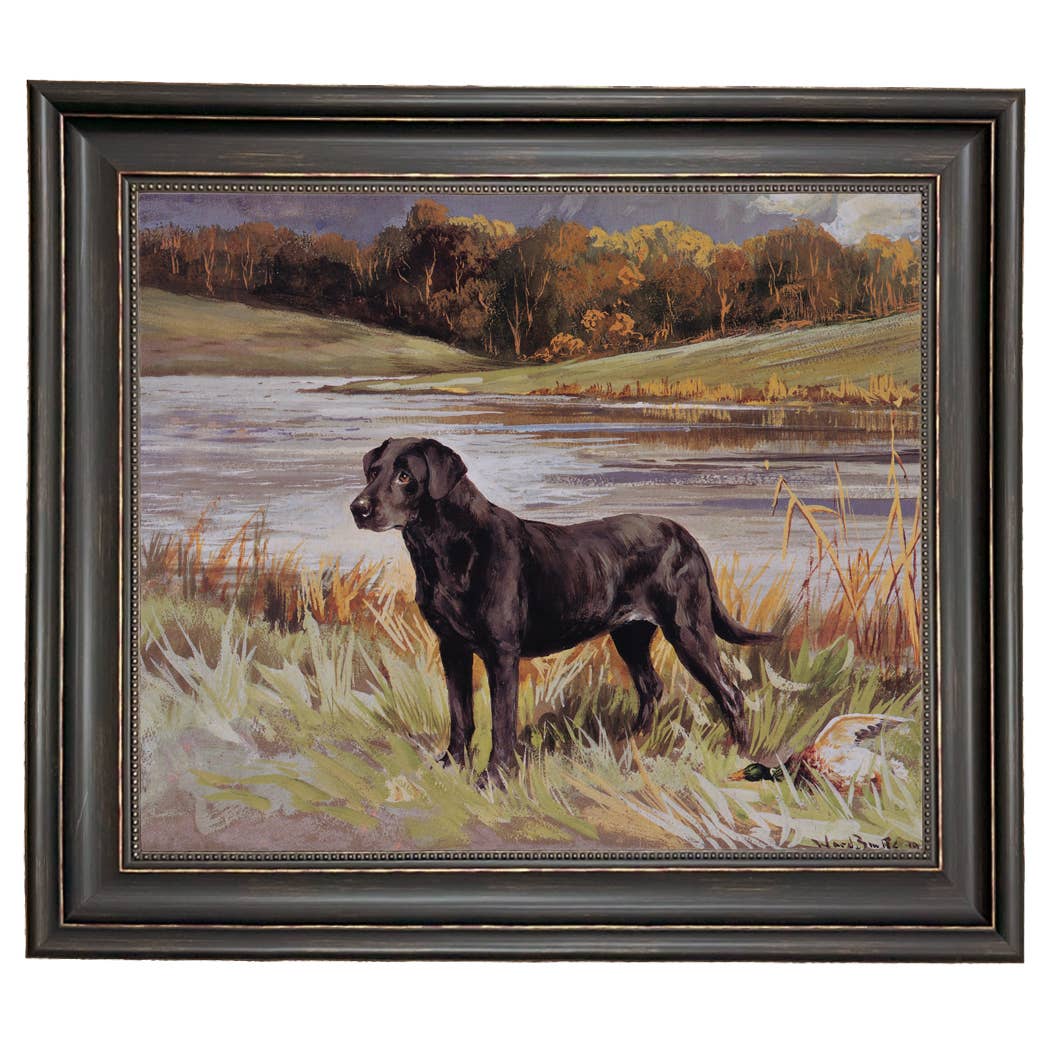 Madison Bay Co. - Historical Home Decor Reproductions - Wholesale Art Print - Labrador Retriever with Duck Framed Painting Print on Canvas55