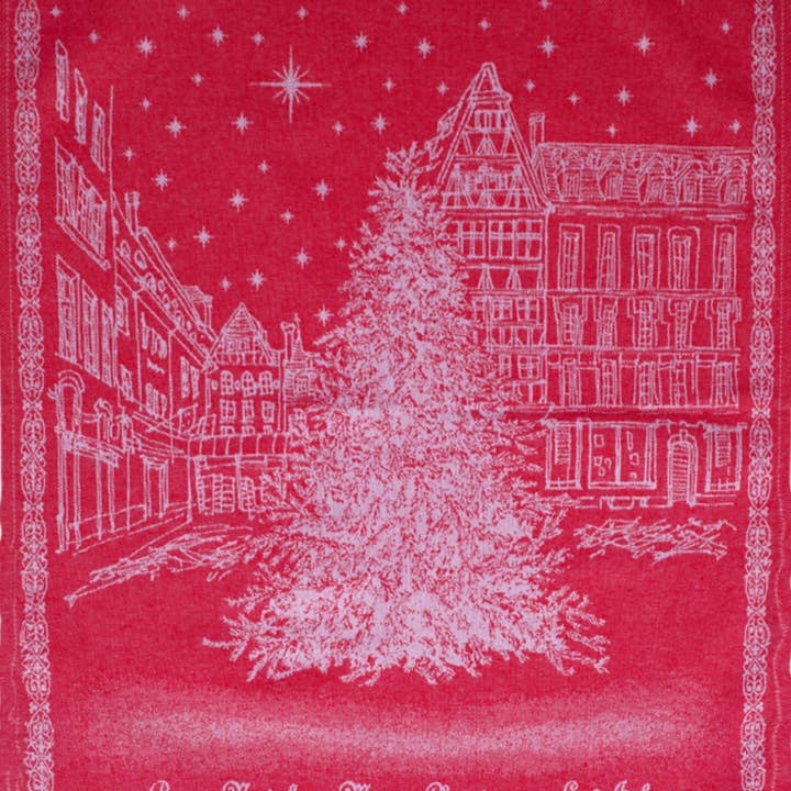Mierco European Linens - Wholesale Tea Towel - Holiday European Village Jacquard Tea Towel
