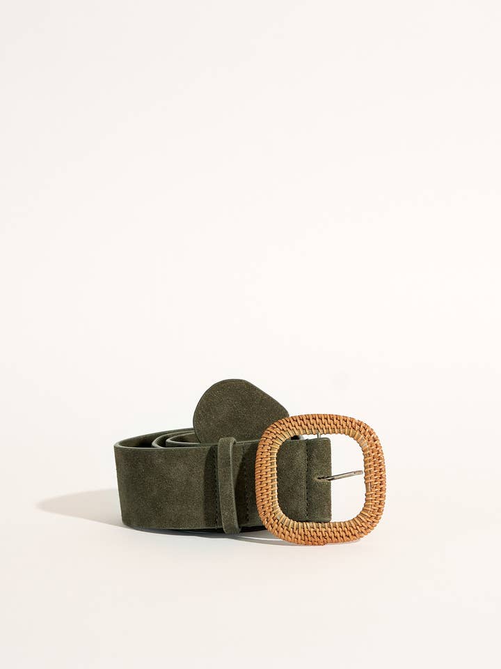 CEINTURE CUIR VELOURS VERT LESIA pour la vente par Maradji