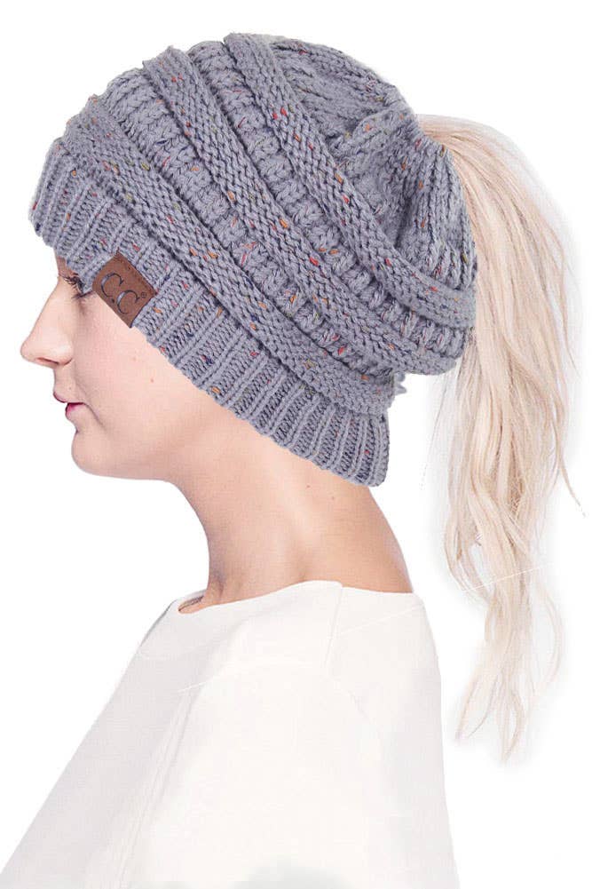 Hana - Wholesale Beanie - Women's - C.C Confetti Ponytail Messy Bun Beanie12