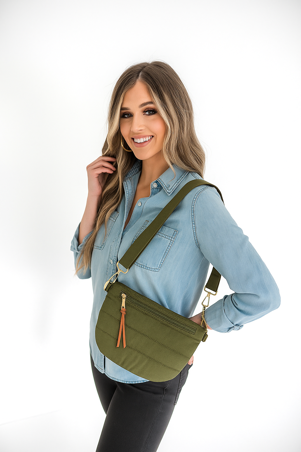 Thomas and Lee Company - Vente Sac ceinture – femme - Sac banane en nylon matelassé Addison6