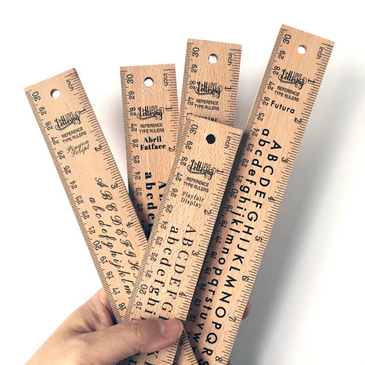 Love Lettering - Wholesale Ruler - 12"/30cm Wooden Ruler with Typeface Reference1