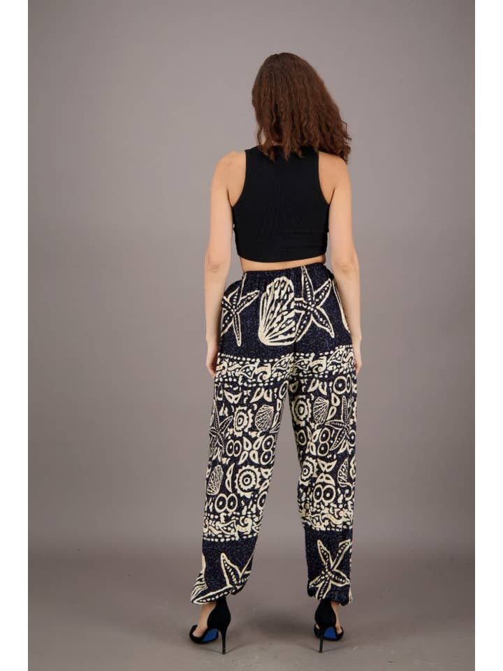 Colores surtidos Pantalones de resort con estampado de estrellas de mar y estrellas de mar THP-9172 de venta al por mayor en Faire19