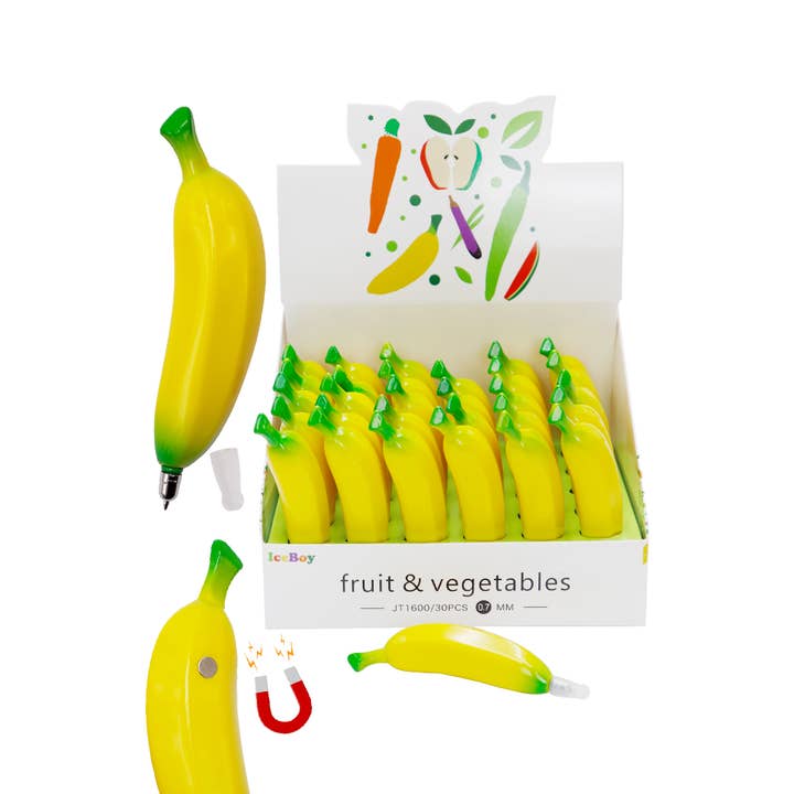 Cap Zone - Wholesale Retailer Display - Paper & Novelty - Banana Fruit Pen with Magnet