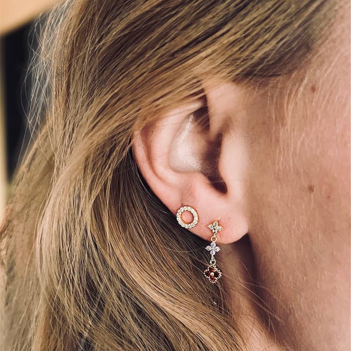 Orecchini "Flora", placcati in oro, marrone/viola per la vendita all'ingrosso da parte di Vivaz - Fine Jewellery