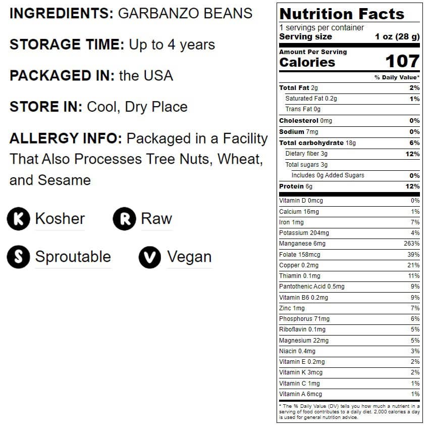 Food To Live - Wholesale Bonen - Kekerbonen — hele gedroogde rauwe kikkererwten, koosjer, veganistisch2