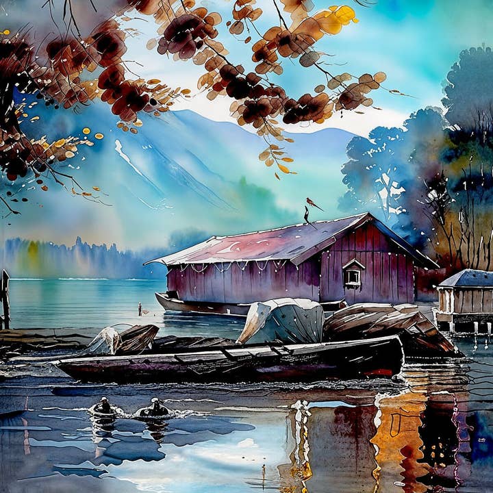 Colorful Framed Canvas Art | Scenic Lake House Print, Home Decor, Wall Art, Gift for Nature Lovers, Rustic Decor, Cottage Wall Art for wholesale by Mediaunlimited, LLC.