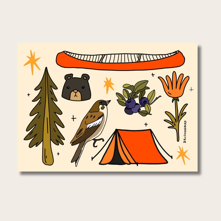 Outdoorsy Postcard | Canadian Adventure & Camping for wholesale by Brush + Bird Paper Co.