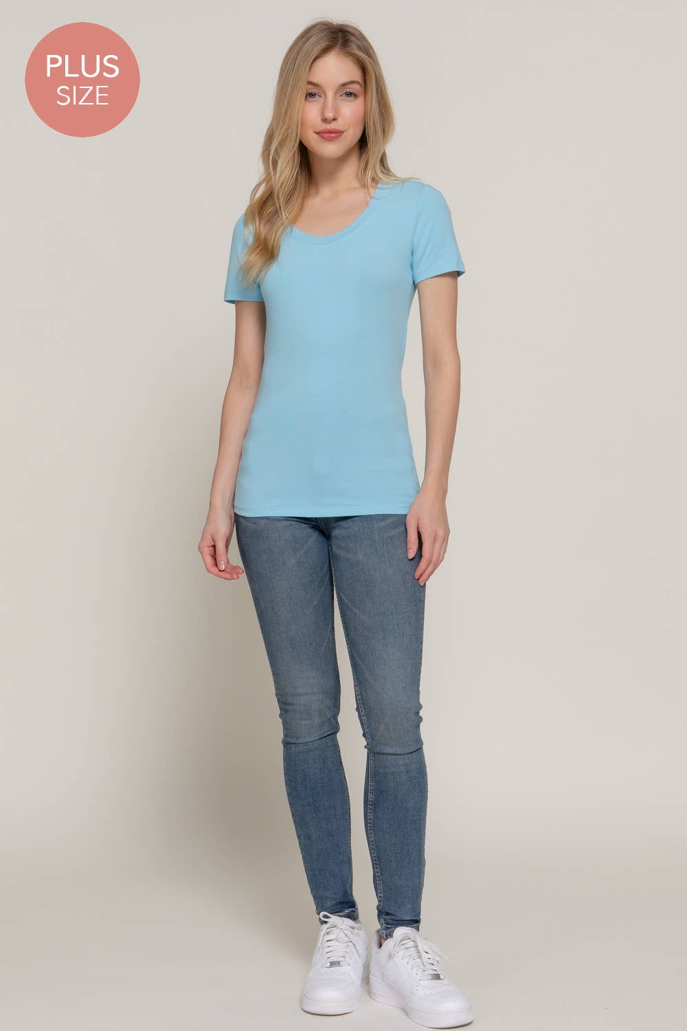 Active Basic | Active USA - Vente T-shirt – femme - [GRANDE TAILLE] Haut à manches courtes en jersey de coton à encolure dégagée26