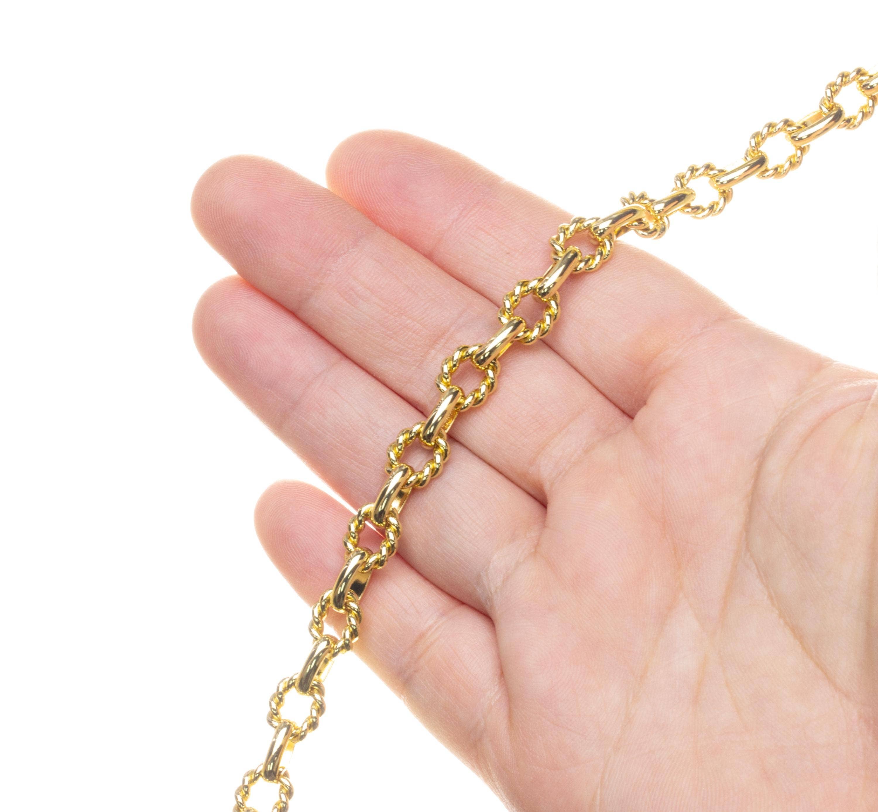 Jewel Pledge - Wholesale Craft Supplies - Twisted Rope & Smooth Oval Gold Chain for Jewelry CHG1715