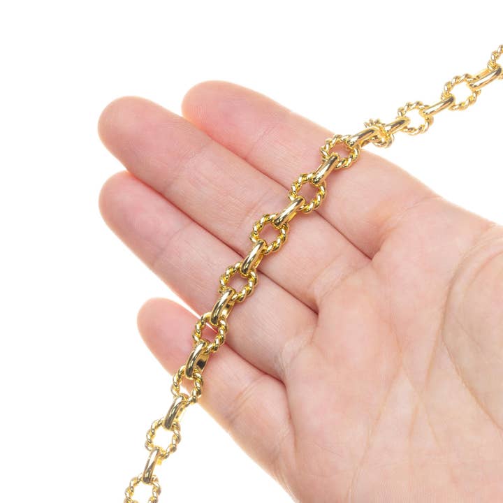 Jewel Pledge – Engroshandel Håndværk forsyninger – Twistet reb & glat oval guldkæde til smykker CHG1715