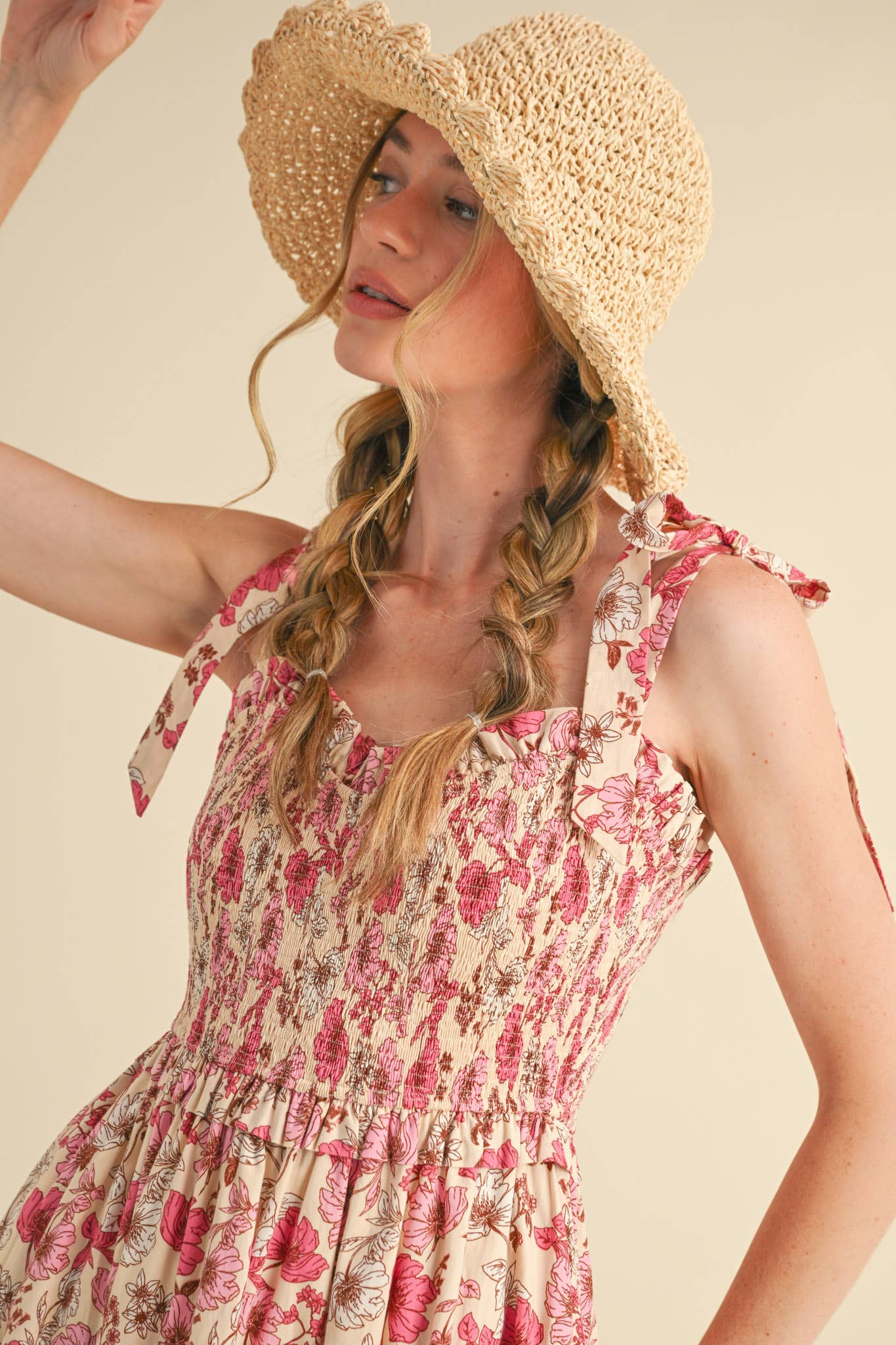 &MERCI - Vente Robe – femme - ROBE MIDI À VOLANTS EN DENTELLE FLORALE MDR385216