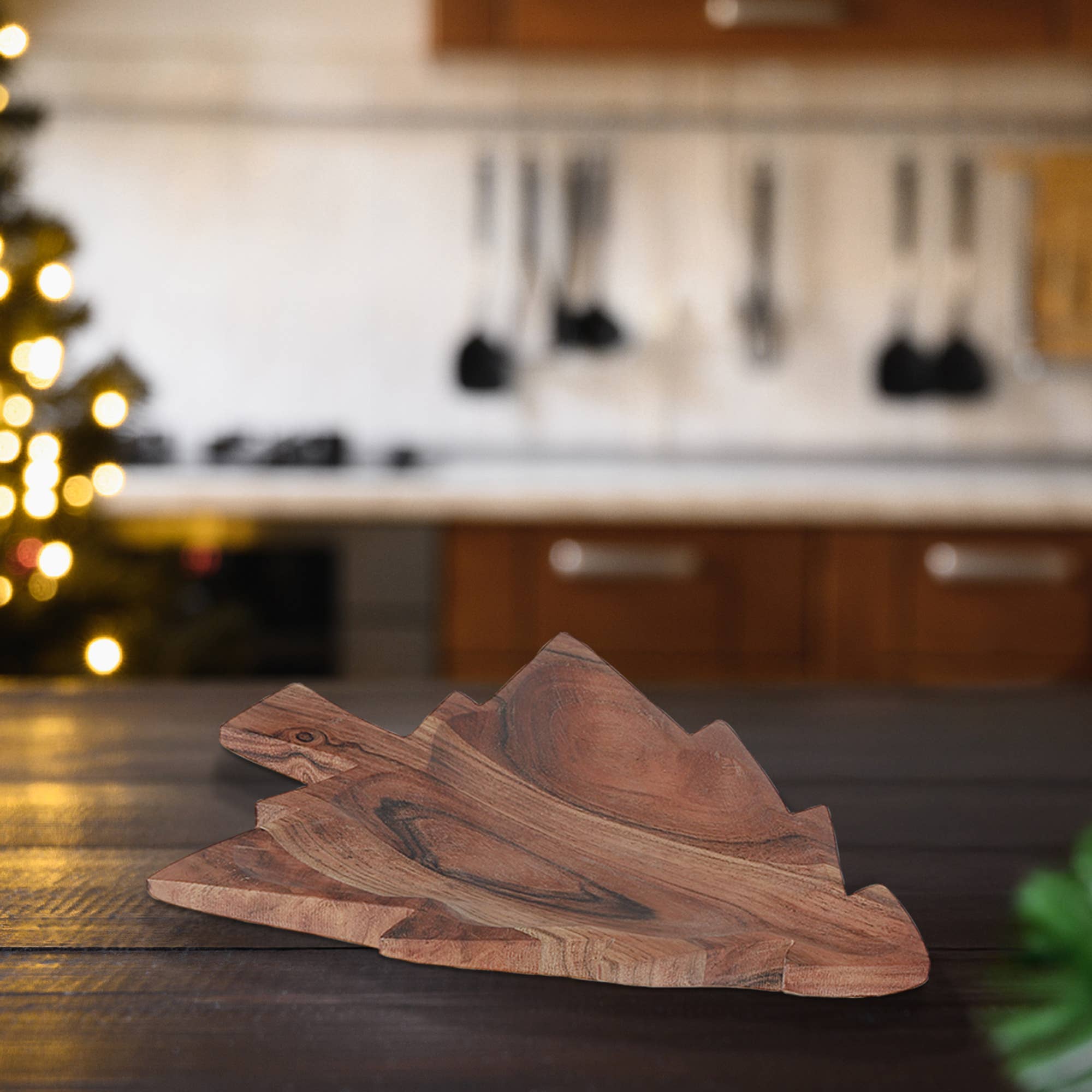 IH Casa Decor - Wholesale Decorative Plate/Dish/Bowl - ACACIA OILED WOODEN XMAS TREE DISH1