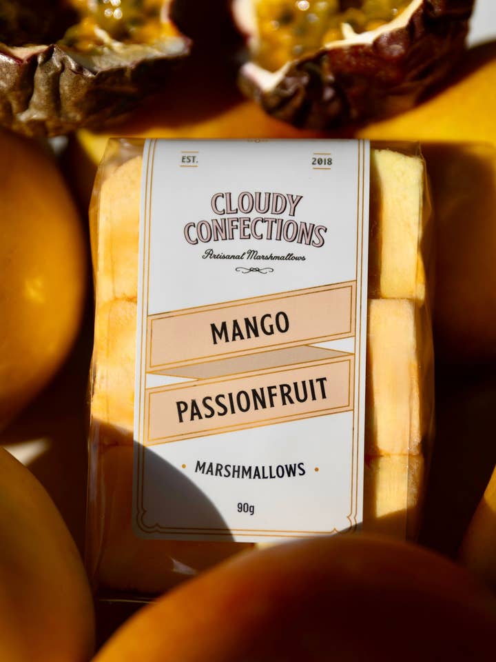 Mango Passionfruit Marshmallows for wholesale by Cloudy Confections