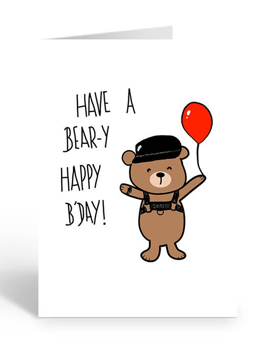 BEAR-Y HAPPY B'DAY Greeting Card for wholesale by Two Brides Presents