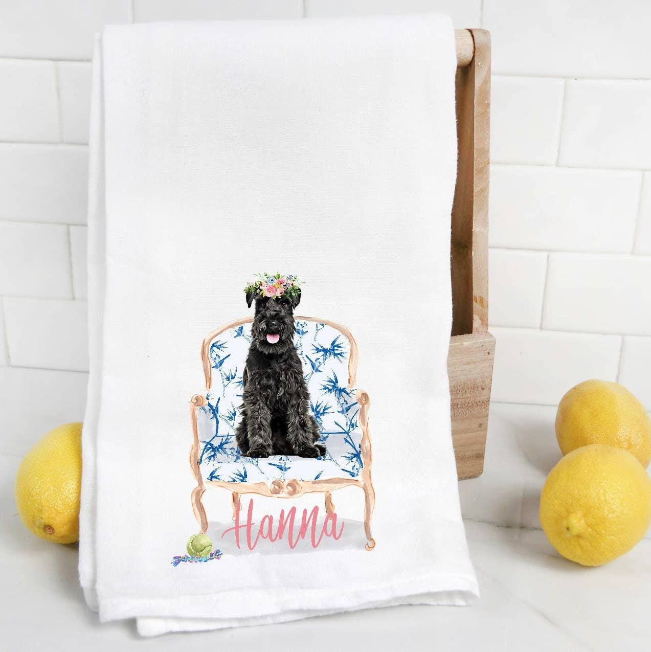 The Preppy Pineapple Home - Wholesale Tea Towel - Custom Black Schnauzer Tea Towel1