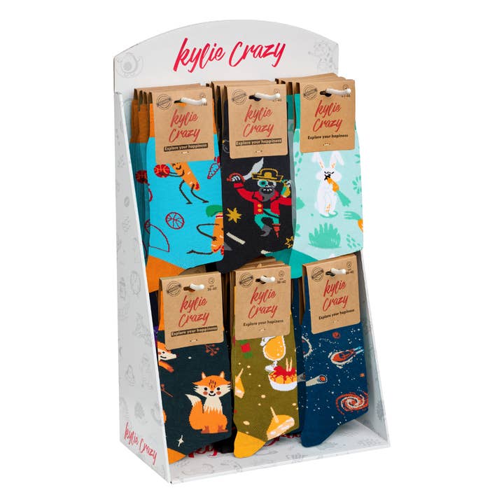 NEW! Pack of 72 pairs of cotton socks + Display KE2512 for wholesale by KYLIE CRAZY