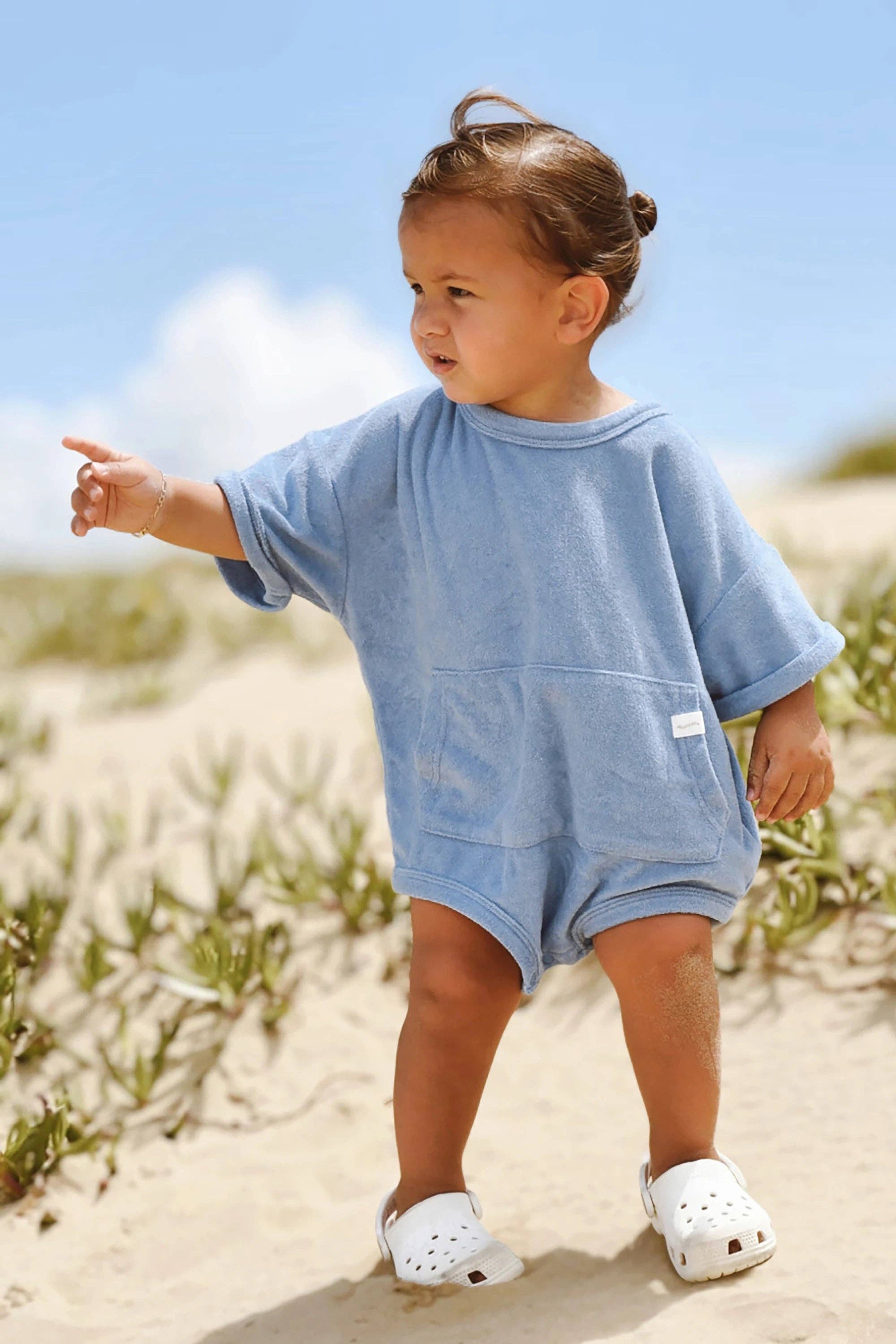 Blueberry Mini Terry Romper for wholesale on Faire