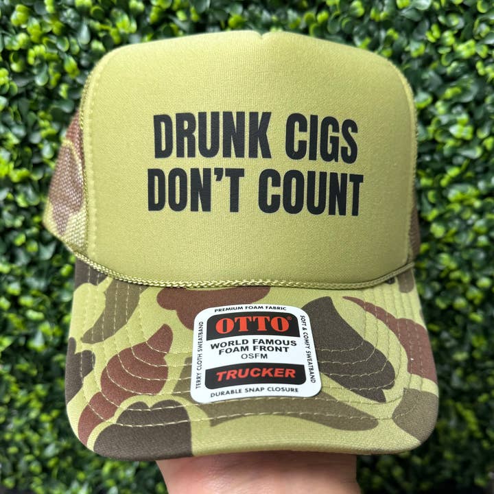 Lucky Ducks Boutique - Wholesale Trucker Hat - Women's - Drunk Cigs Don't Count Trucker Hat