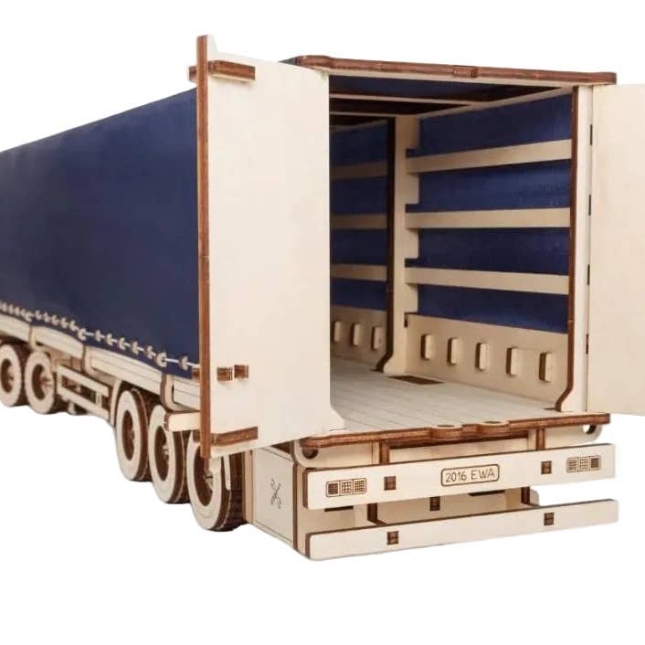 DIY Wooden 3D Mechanical Model - Set Road King - Spring-Powered Mechanism - No Glue Needed - Top-Grade Plywood (Tilt Semitrailer) for wholesale by EWA Eco-Wood-Art