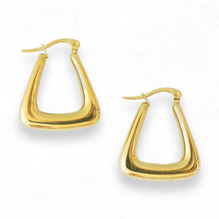 Créoles Carrées Épaisses en Or pour la vente par Golden Thread