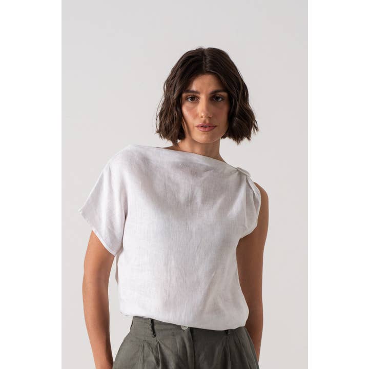 Asymmetrical Knot Top White for wholesale by LUXMII