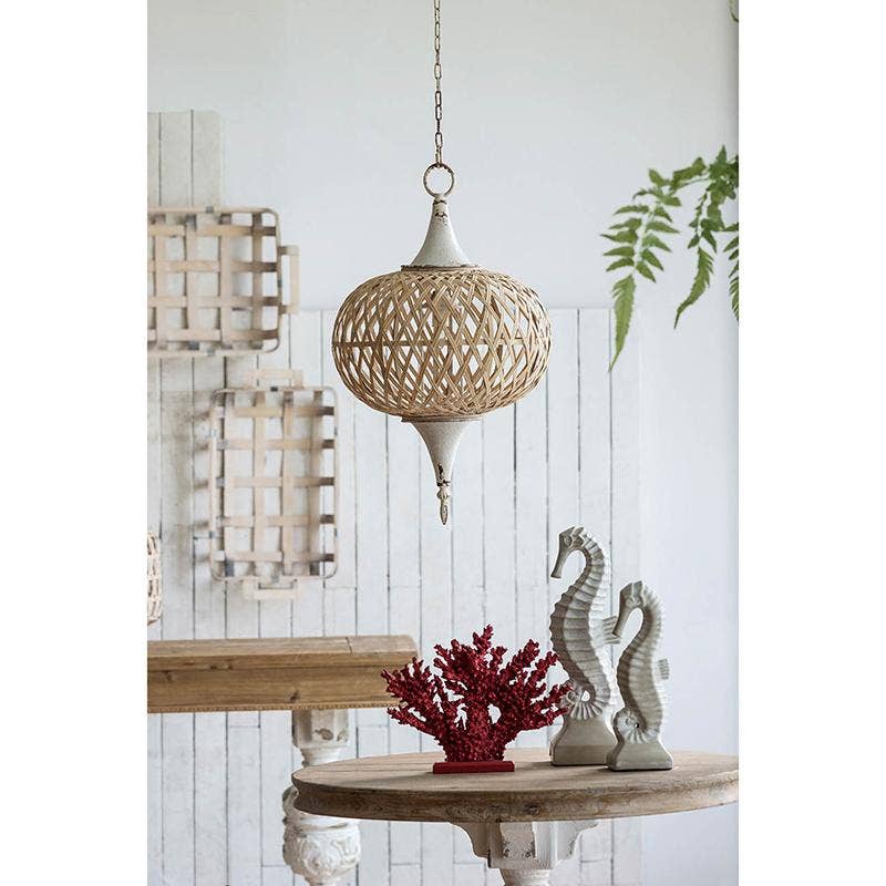 A&B Home Group Inc. - Wholesale Chandelier/Hanging Light - D15.5x26.5" Farmhouse Bamboo Chandelier - Cream/Beige/Brown0