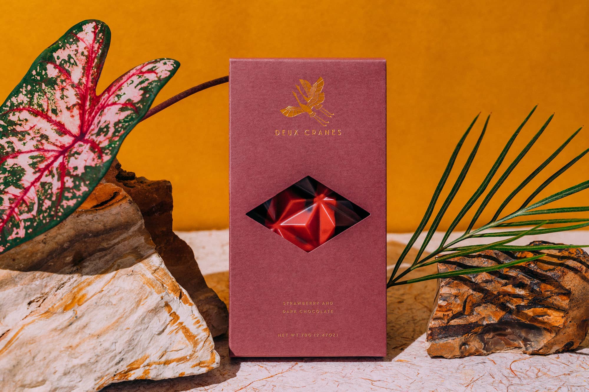 Deux Cranes - Vente Barre chocolatée - Chocolat noir à la fraise (sans produits laitiers)3