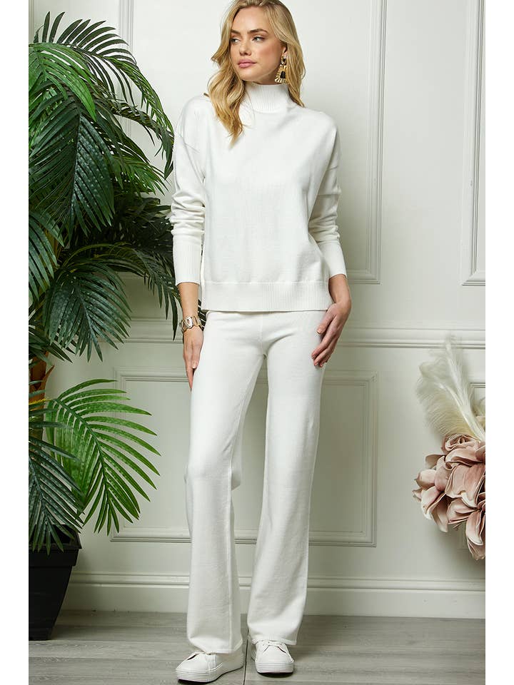 Cezele - Wholesale Lounge Set - Women's - Turtleneck Knitted Sweater and Flare Pants Set3
