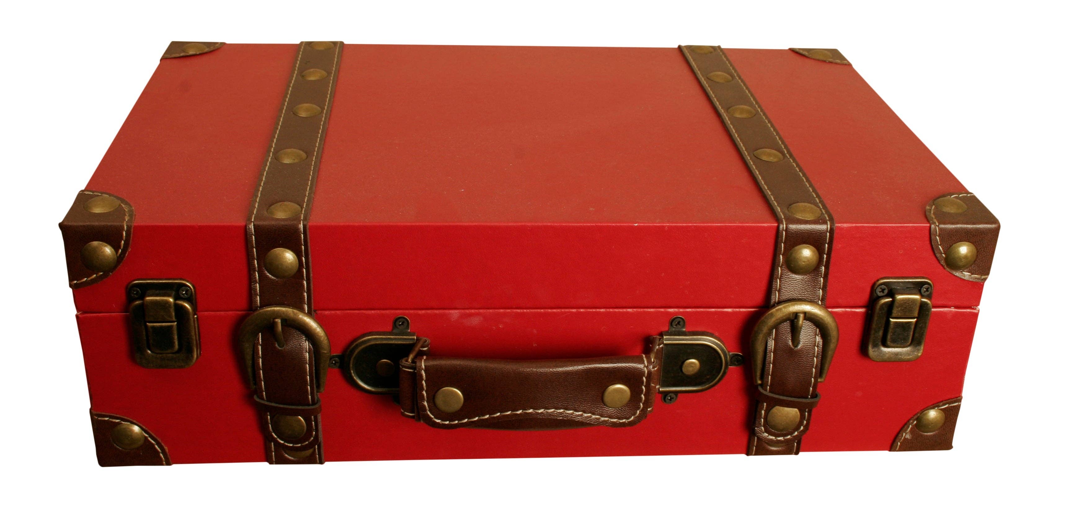 WALD IMPORTS - Wholesale Decorative Box - Red Faux Leather Suitcase2