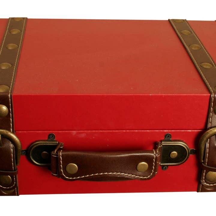 WALD IMPORTS - Wholesale Decorative Box - Red Faux Leather Suitcase2