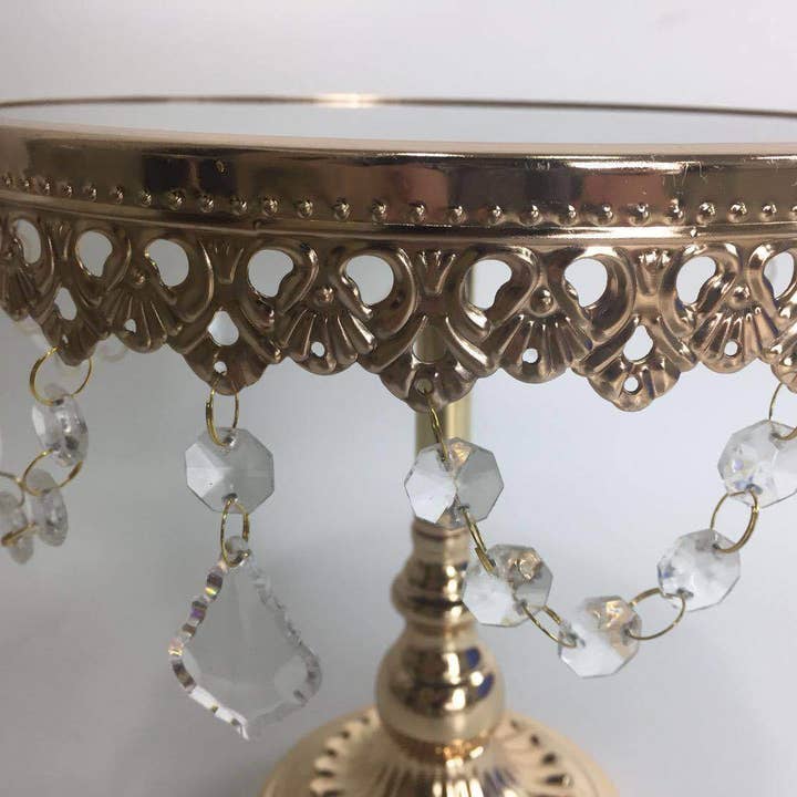Decor N Beyond - Wholesale Cake Stand - Set of 3 Mirror Top Crystal Cake Stand