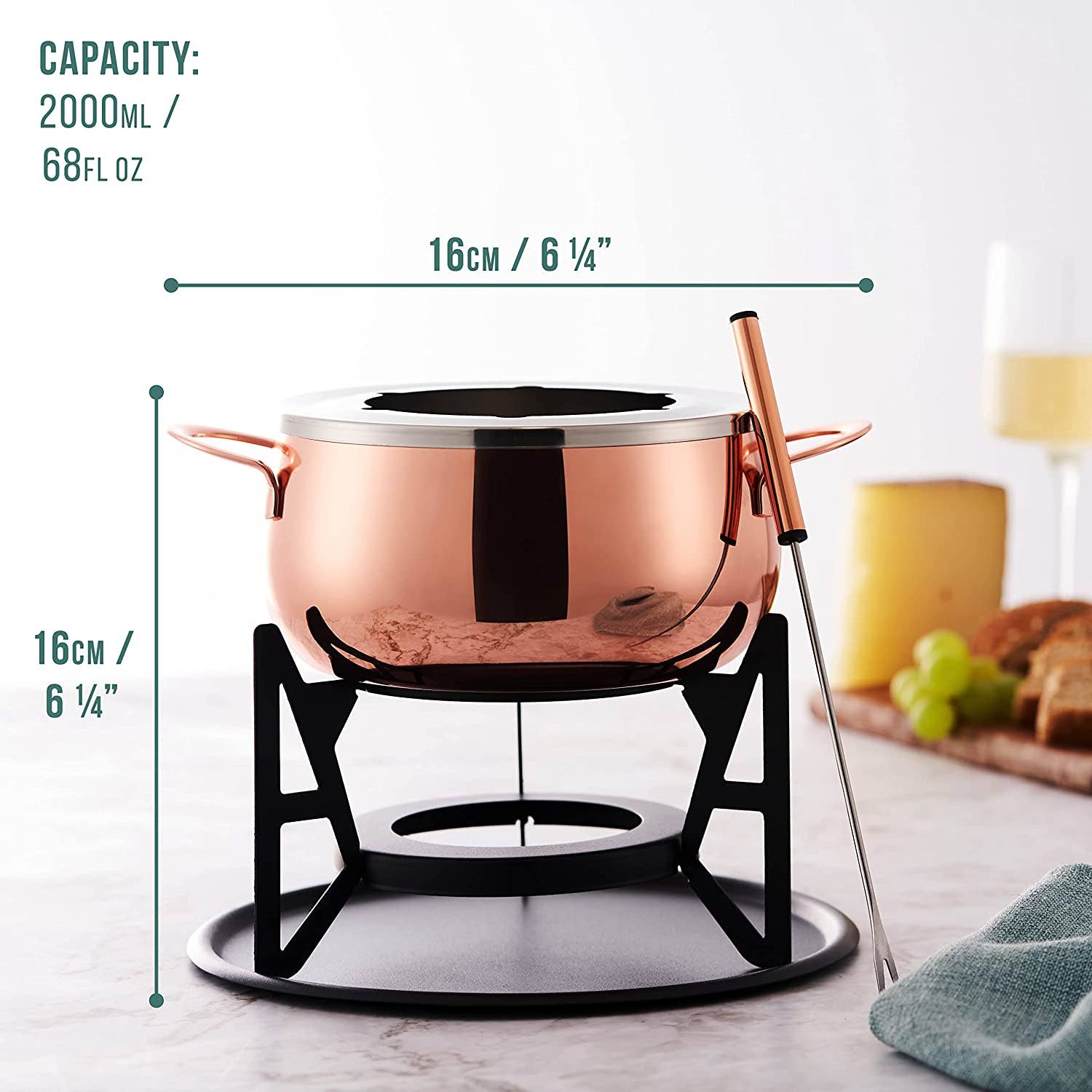 Oak & Steel - Wholesale Kitchen Appliance - Rose Gold Fondue Gift Set4
