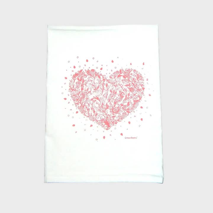 Green Bee Tea Towels - Wholesale Tea Towel - Heart Kitchen Towel | Tea Towels | Flour Sack Dish Towels1