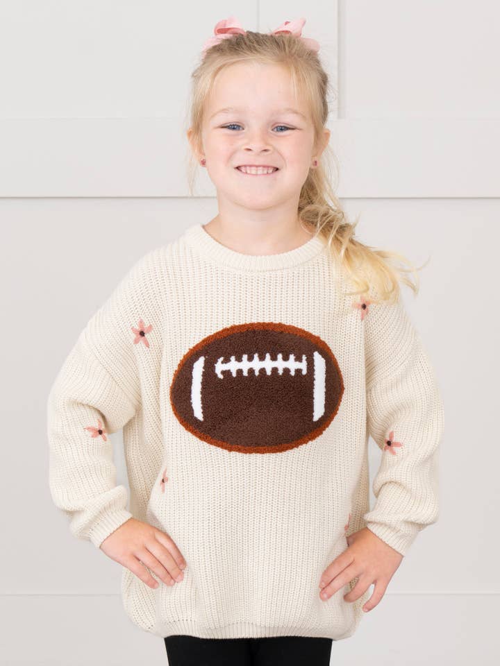 Football & Flowers Oversized Sweater for wholesale by Marie Nicole Clothing