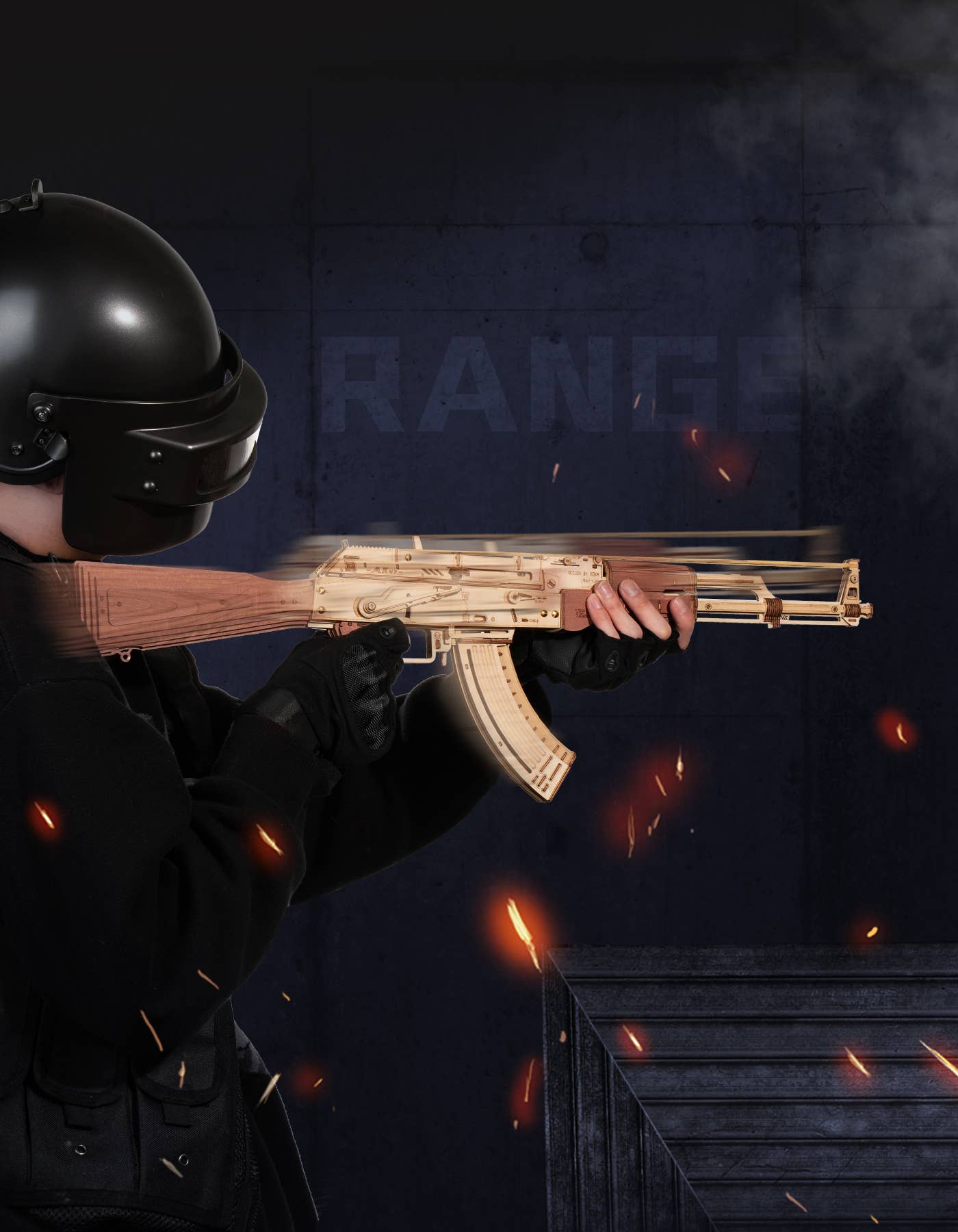 Magnote - Wholesale DIY Craft Kit - ROKR Justice Guard AK-47 Assault Rifle Wooden 3D Puzzle Kit2